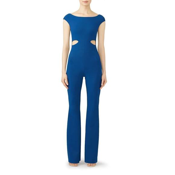 Chiara Boni Baltico Sashi Jumpsuit Slim Fit Cap Sleeve Bootcut Leg Blue 38 2 - Picture 1 of 14
